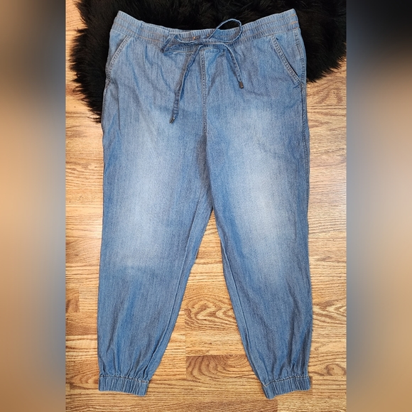 Land 'n Sea Boho Denim Chambray Joggers Women's Size 12 - Picture 1 of 6